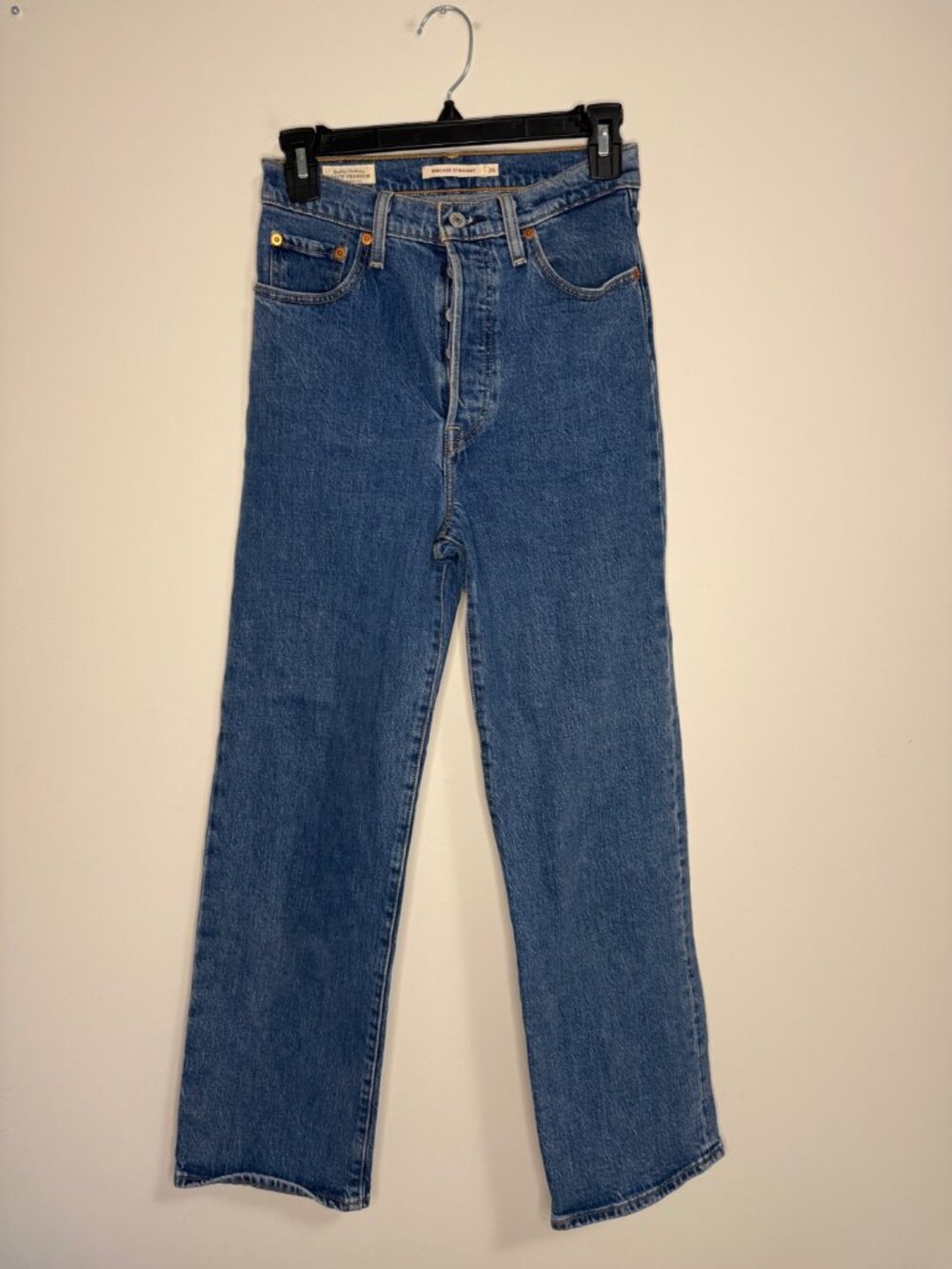 Levis Ribcage Straight Jeans Medium Wash Blue Womens 26